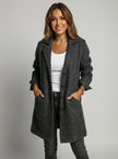 Long Coat Women Lapel Collar Button Front Side Pockets