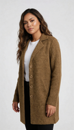 Long Coat Women Lapel Collar Button Front Side Pockets