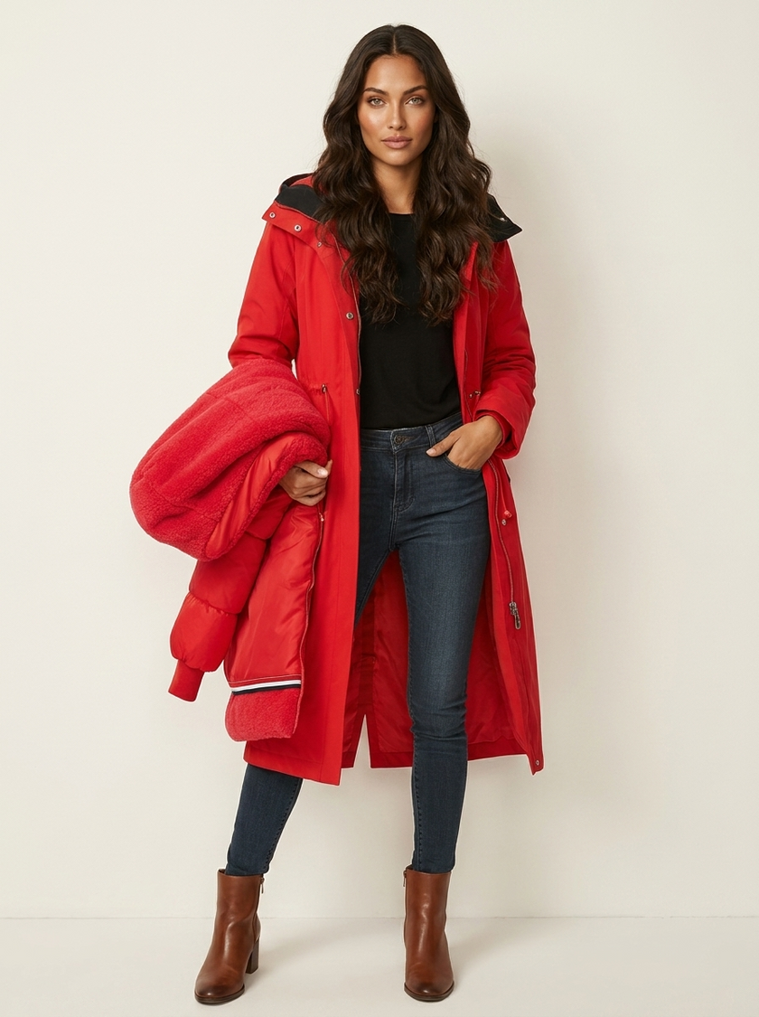Raincoat Women Long Trench with Removable Lining
