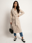 Double Breasted Coat Women Long Wide Lapel Collar