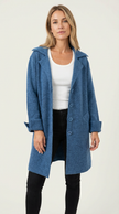 Long Coat Women Lapel Collar Button Front Side Pockets