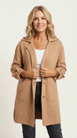 Long Coat Women Lapel Collar Button Front Side Pockets
