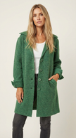 Long Coat Women Lapel Collar Button Front Side Pockets