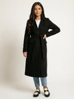 Double Breasted Coat Women Long Wide Lapel Collar