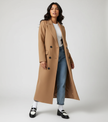 Double Breasted Coat Women Long Wide Lapel Collar