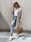 Long Knit Cardigan Women Open Front Relaxed Fit Mid-Season