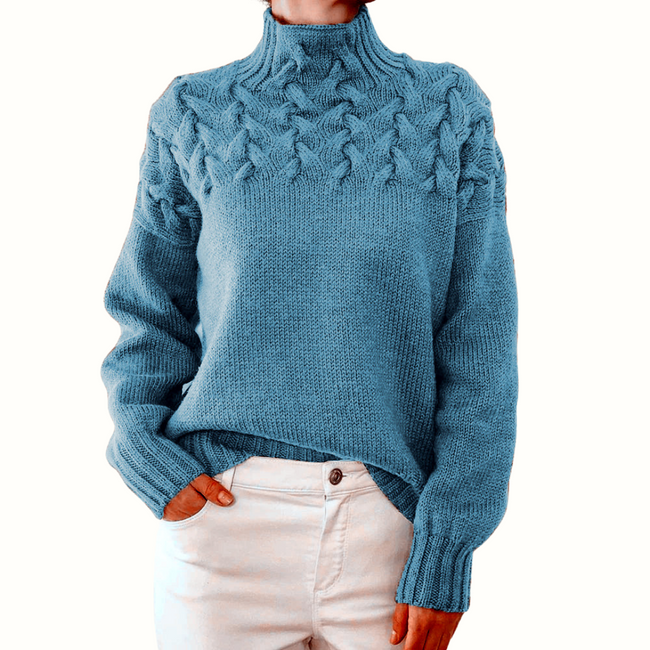 Elena | Women's Cozy Knit Turtleneck Sweater Pullover with Wrap Elegant for Winter