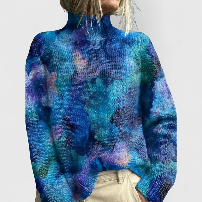 Audrey | Women's Printed Turtleneck Long Sleeve Sweater with Floral for Winter