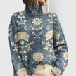 Audrey | Women's Printed Turtleneck Long Sleeve Sweater with Floral for Winter