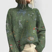 Audrey | Women's Printed Turtleneck Long Sleeve Sweater with Floral for Winter