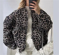 Bomber Jacket Women Leopard Print Relaxed Fit