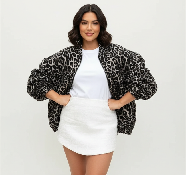 Georgina | Leopard Print Bomber Jacket for Women