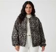 Bomber Jacket Women Leopard Print Relaxed Fit
