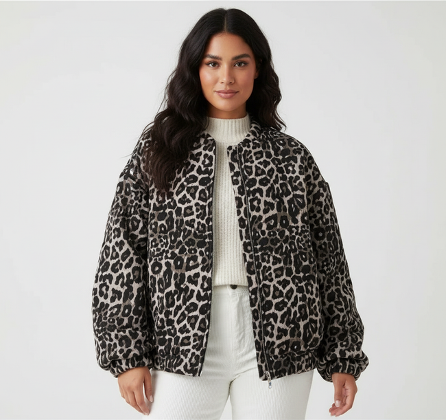 Georgina | Leopard Print Bomber Jacket for Women