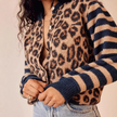 Knit Cardigan Women Leopard Print Button Front Cropped Fit