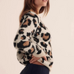 Knit Cardigan Women Leopard Print Button Front Cropped Fit