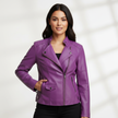 Leather Jacket Women Cropped Tailored Fit Stand Collar