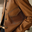 Leather Jacket Women Structured Shoulders Collar