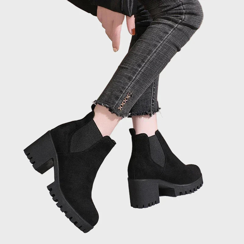 Marley | Women's Block Heel Short Boots with Comfortable Casual Everyday Walking