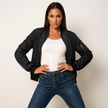 Bomber Jacket Women Lightweight Zip Ribbed Trims