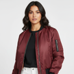 Bomber Jacket Women Lightweight Zip Up Burgundy