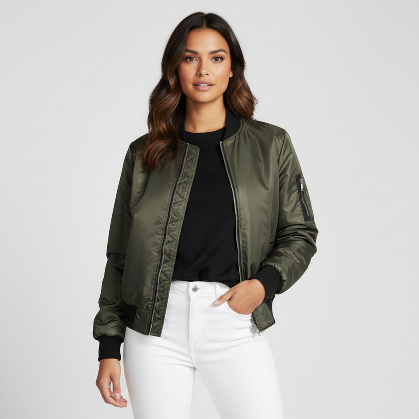 Bomber Jacket Women Lightweight Zip Up Burgundy