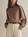 Donna | Women's Tailored Oversized Knit Turtleneck Sweater Pullover