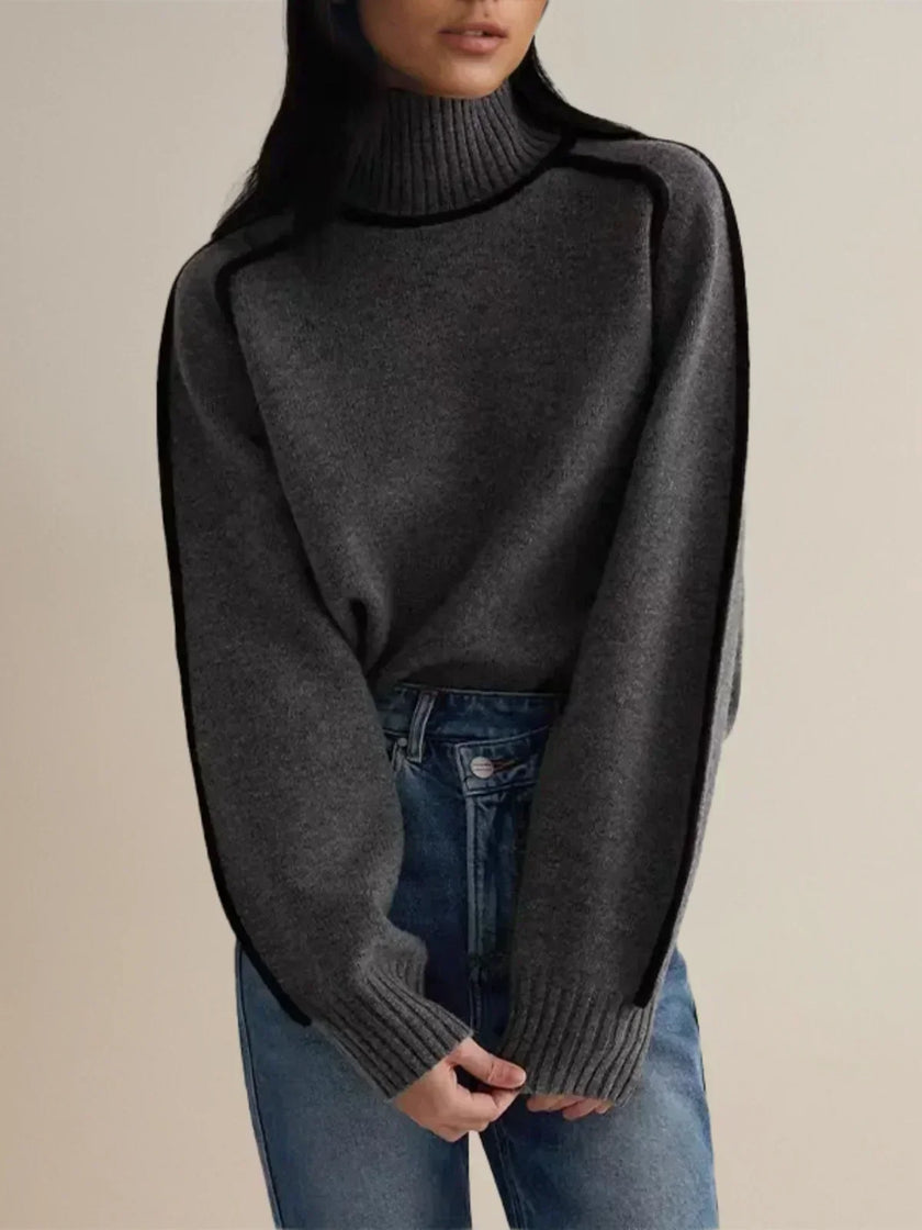 Donna | Women's Tailored Oversized Knit Turtleneck Sweater Pullover