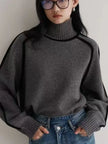 Donna | Women's Tailored Oversized Knit Turtleneck Sweater Pullover