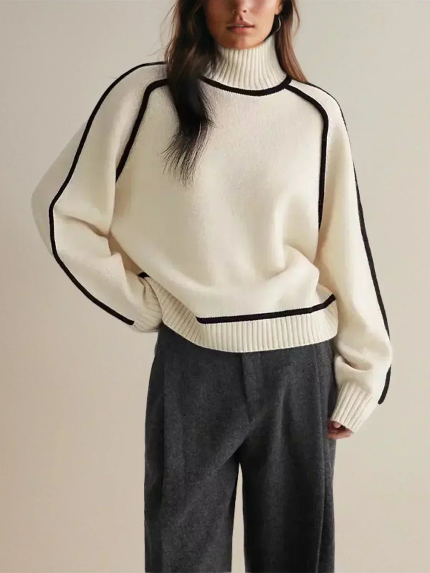 Donna | Women's Tailored Oversized Knit Turtleneck Sweater Pullover