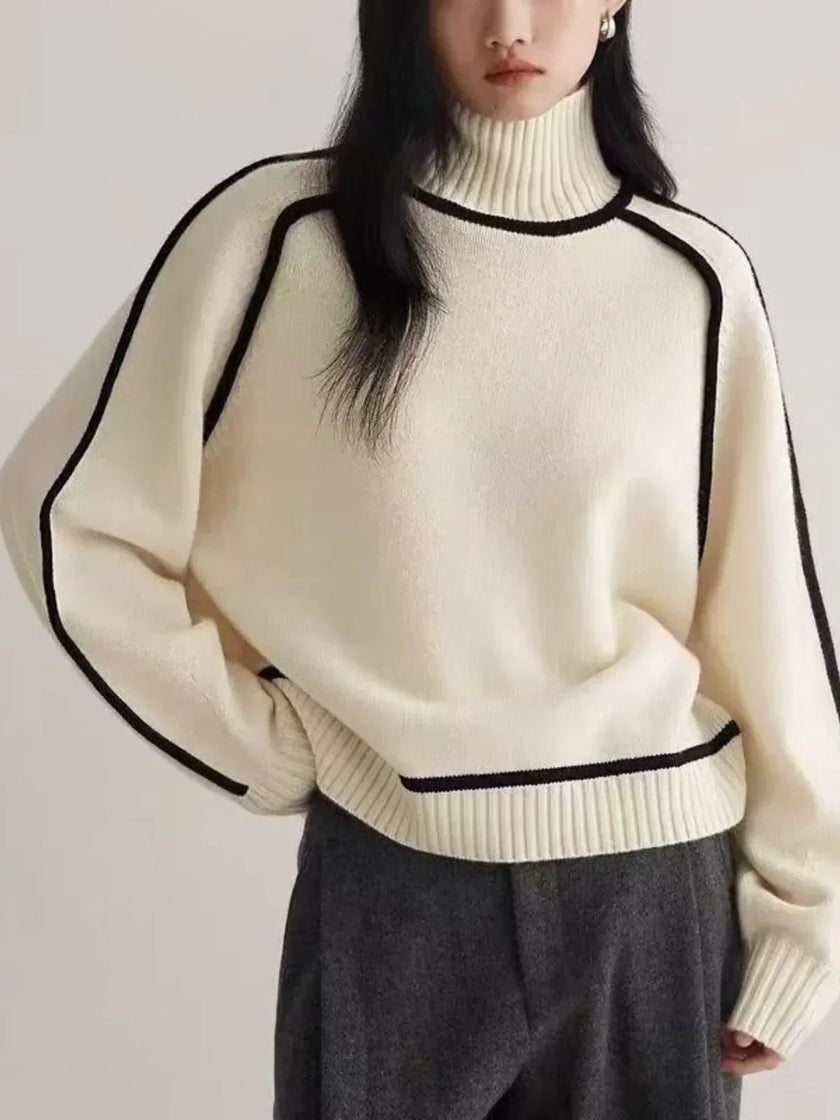 Donna | Women's Tailored Oversized Knit Turtleneck Sweater Pullover