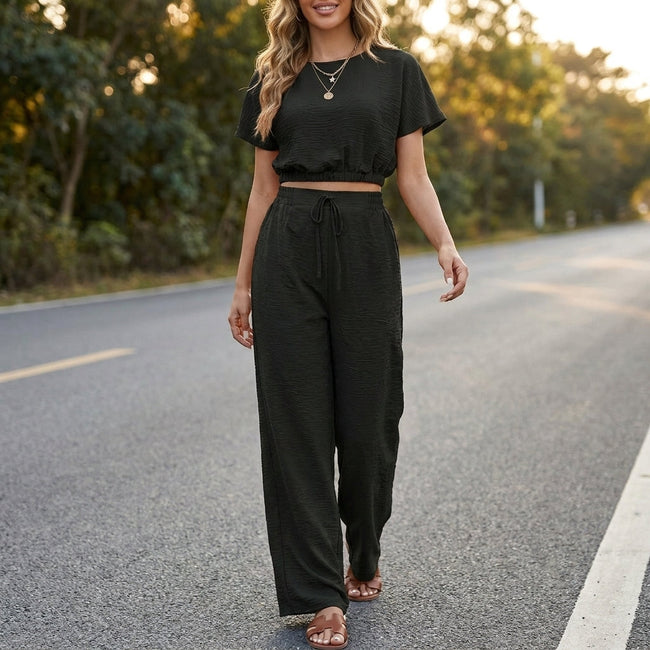 FJØRNA women's summer two-piece drawstring co-ord set, lightweight and matching, styled for casual outdoor wear