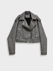 Moto Jacket Women Washed Faux Leather Cropped Asymmetric Zip