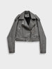 Moto Jacket Women Washed Faux Leather Cropped Asymmetric Zip