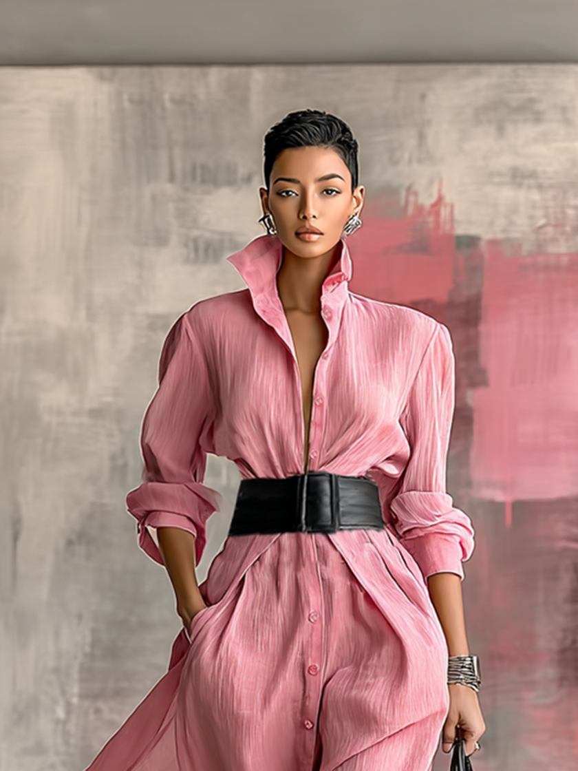 FJØRNA long sleeve maxi dress for women, flowing fabric, ankle-length, with a fitted waist and elegant neckline.