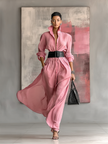 FJØRNA long sleeve maxi dress for women, flowing fabric, full-length design, in a stylish and elegant silhouette.