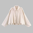 Cropped Jacket Women Oversized Relaxed Fit Shirt Collar