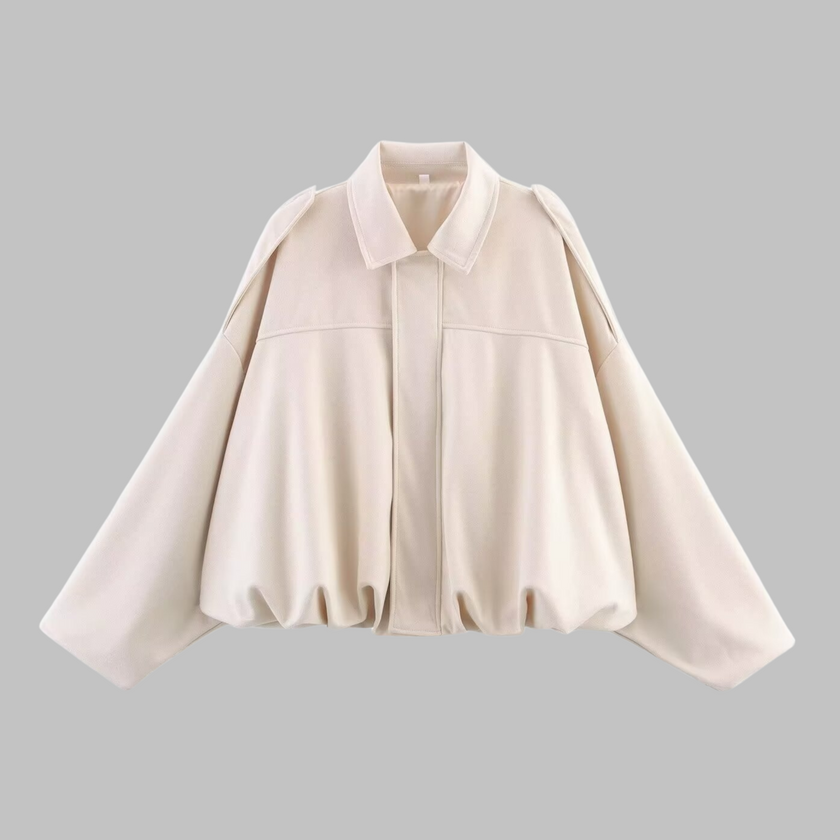 Cropped Jacket Women Oversized Relaxed Fit Shirt Collar