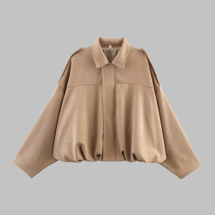 Cropped Jacket Women Oversized Relaxed Fit Shirt Collar