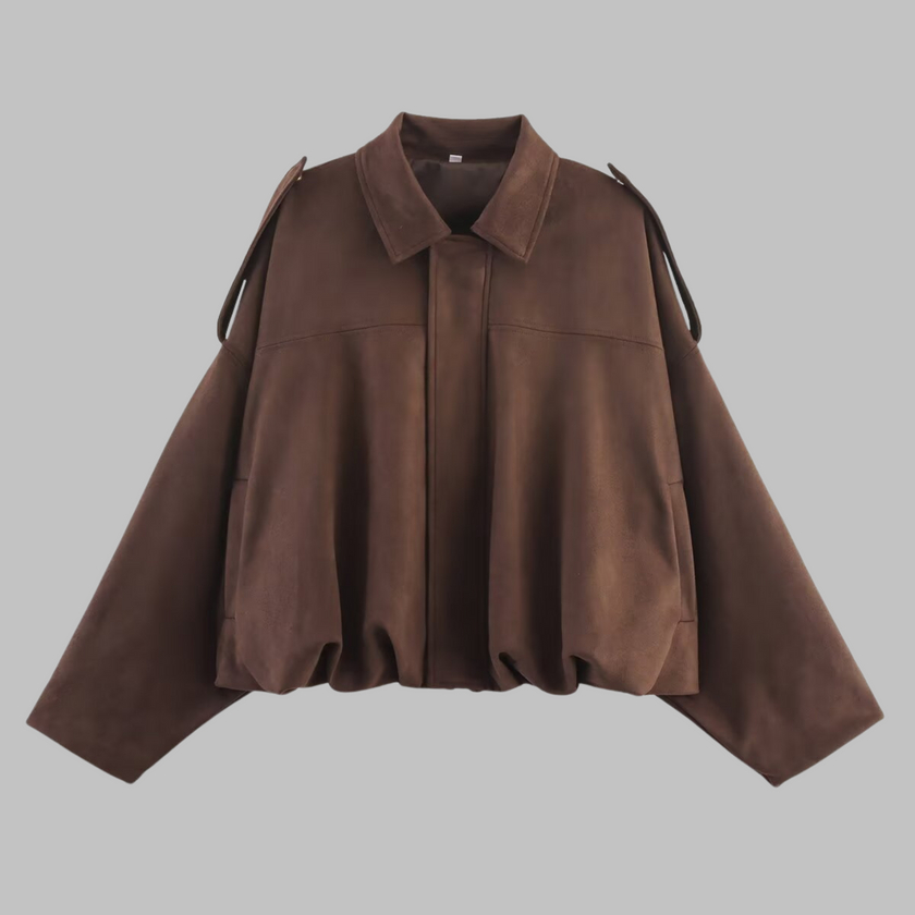 Cropped Jacket Women Oversized Relaxed Fit Shirt Collar