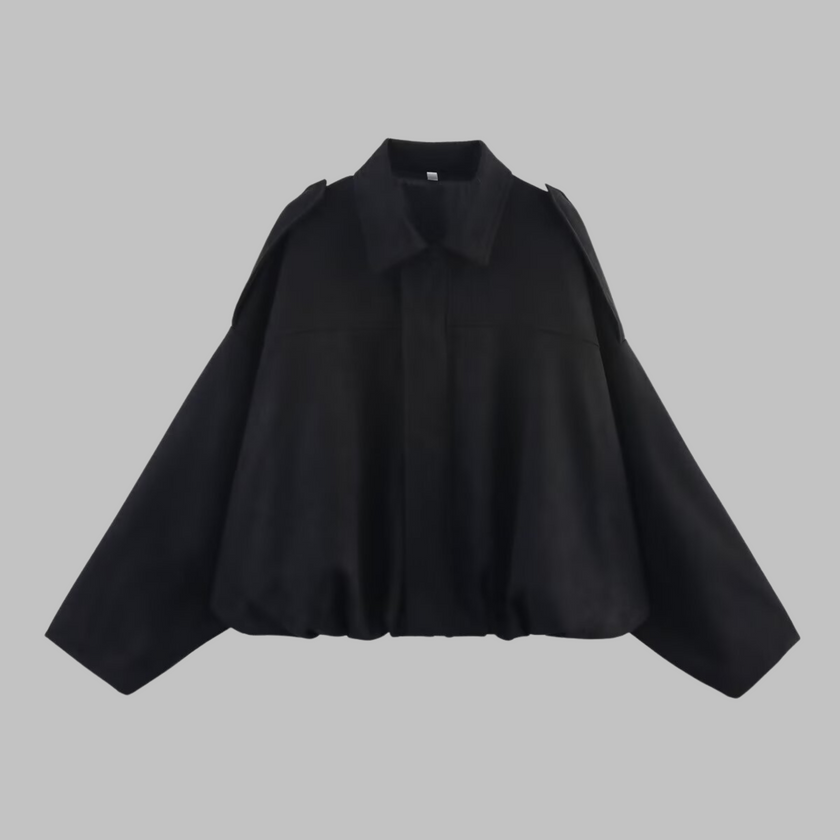 Cropped Jacket Women Oversized Relaxed Fit Shirt Collar