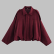 Cropped Jacket Women Oversized Relaxed Fit Shirt Collar