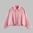Cropped Jacket Women Oversized Relaxed Fit Shirt Collar