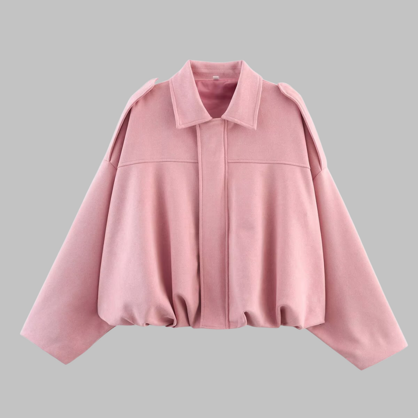 Cropped Jacket Women Oversized Relaxed Fit Shirt Collar
