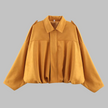 Cropped Jacket Women Oversized Relaxed Fit Shirt Collar