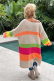 Relaxed Striped Knit Sweater Women Slogan Print