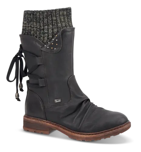Hillevi | Women's Knit-Cuff Low-Heel Warm Winter Boots