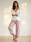 Wide Leg Trousers Women Lightweight Elastic Waist