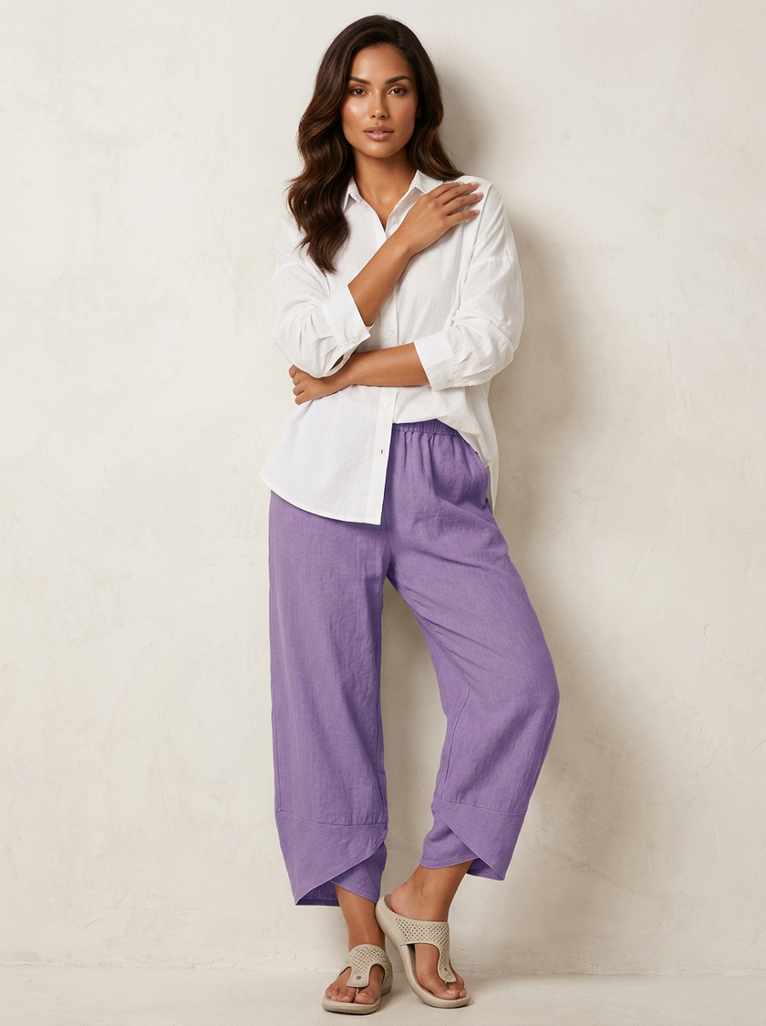 Wide Leg Trousers Women Lightweight Elastic Waist
