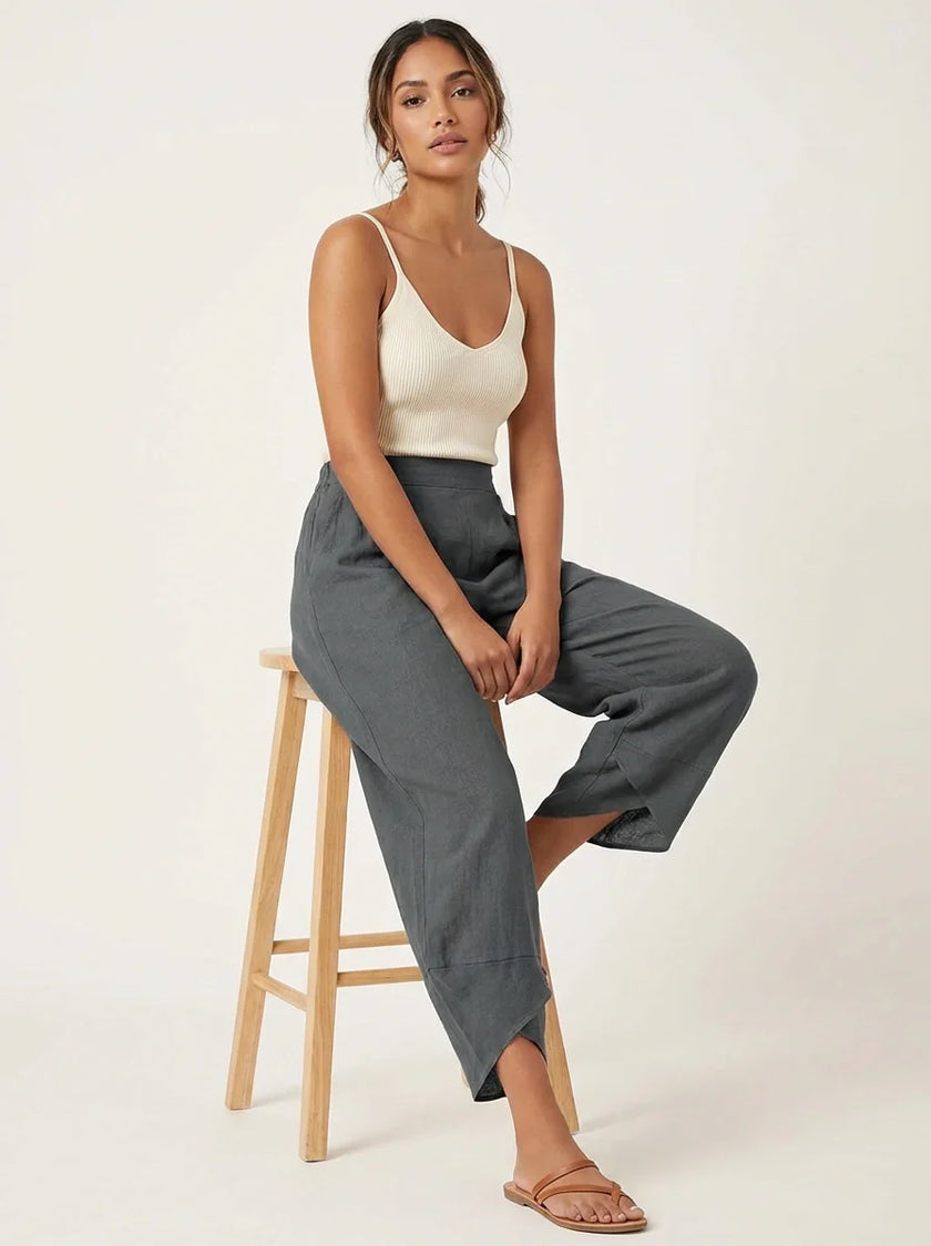 Wide Leg Trousers Women Lightweight Elastic Waist